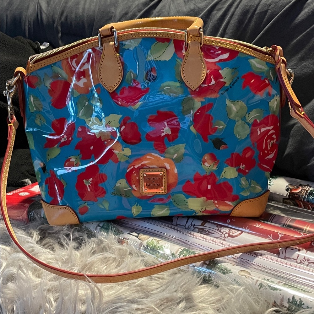 Dooney & Bourke Blue and Red Floral Shoulder Bag